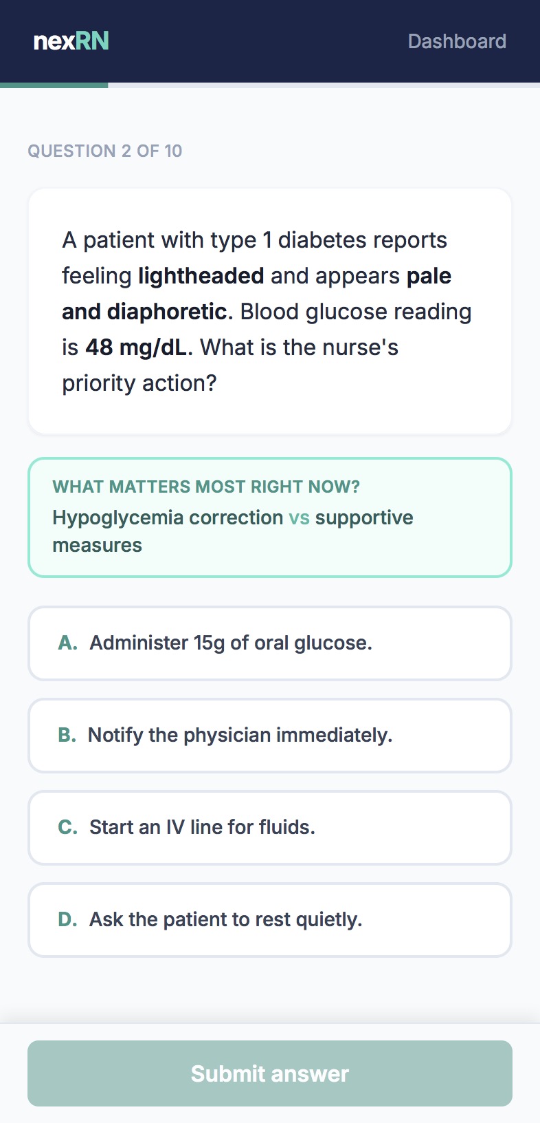 nexRN practice question